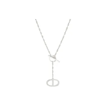 HERMES White Gold, Diamond Necklaces Unisex Silver