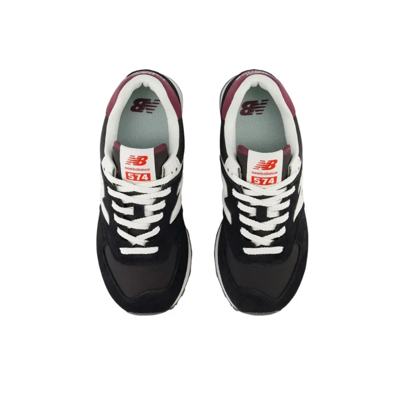 New Balance 574 Black White Burgundy Women's-3