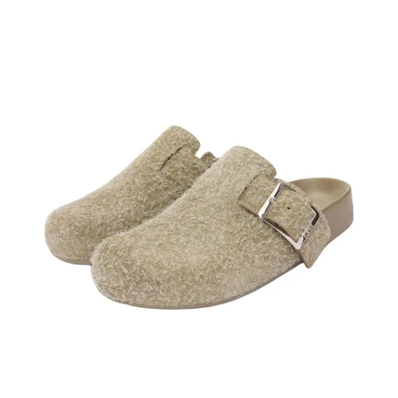 LOEWE Ease Buckle Rubber Sole Odor Resistant Closed Toe Slippers Women's Khaki Green-2