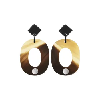 HERMES Gold-Plated Buffalo Horn Earrings Women's Gold