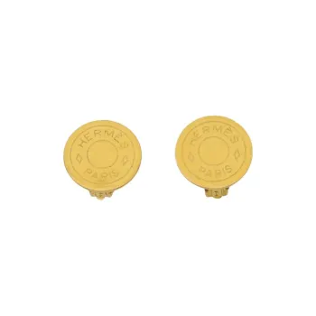 HERMES 20th Century Plated Bijouterie Fantaisie Clou De Selle Clip On Earrings Costume Earrings