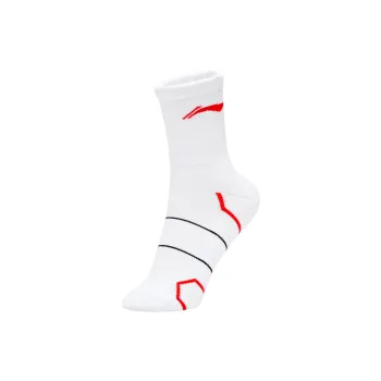 LiNing Badminton Series Mid-Calf Socks Men's 1 Pack White Red