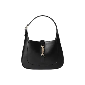 GUCCI Jackie 1961 Leather Handbag Shoulder Bag Small Size Women's Black