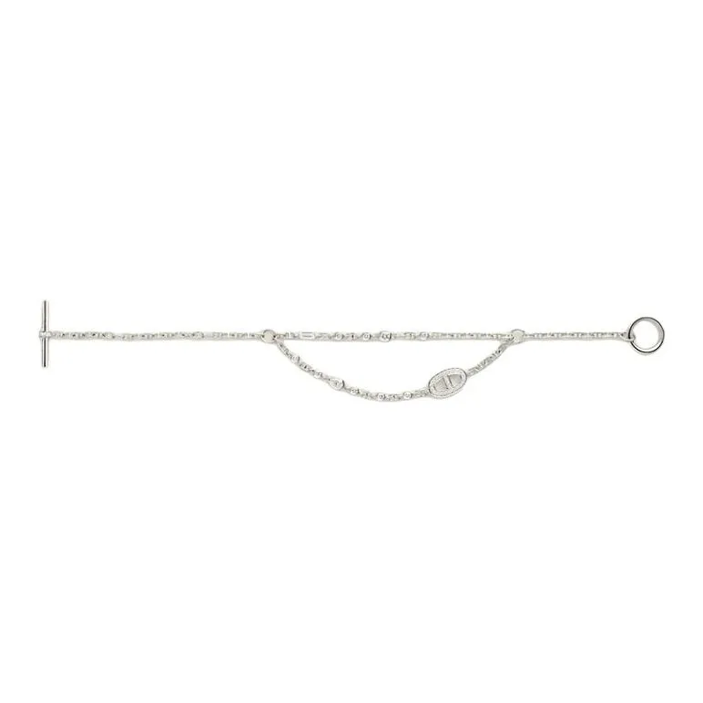 HERMES White Gold Diamond Bracelets Women's Silver-0