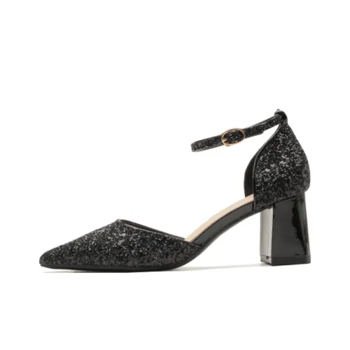 QITUMAUL Chunky Heel High Heels 6.5cm Women's