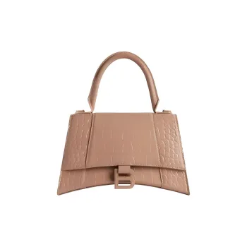 Balenciaga Hourglass Cow Leather Shoulder Bag Crossbody Bag Handbag Small Size Women's Beige