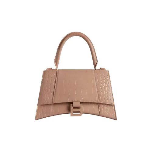 Balenciaga Hourglass Cow Leather Shoulder Bag Crossbody Bag Handbag Small Size Women's Beige