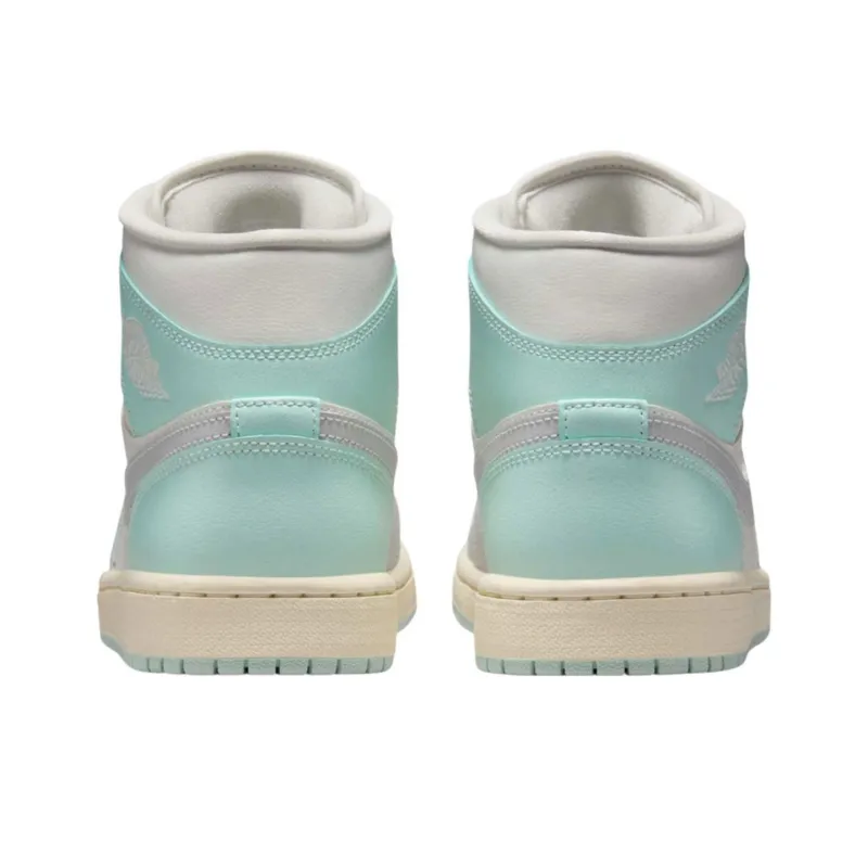 Jordan Air Jordan 1 Cushioning Wear-Resistant Mid-Top Vintage Basketball Shoes Women's Gray Green-4