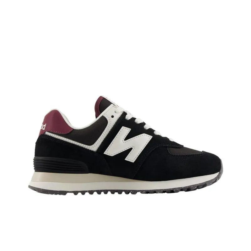 New Balance 574 Black White Burgundy Women's-1