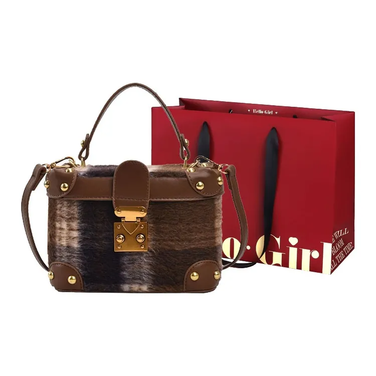 GOX PU Shoulder Bag, Crossbody Bag, Handbag Women's Blue/Brown-6