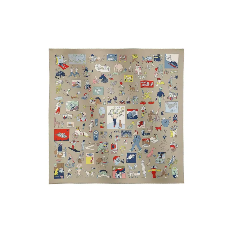 HERMES Silk Scarves Women's Gray Yellow/Red/Multicolor-0