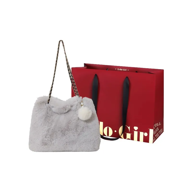 GOX Faux Fur Crossbody Bag, Shoulder Bag Regular Women's White/Gray/Black/Khaki/Pink-9