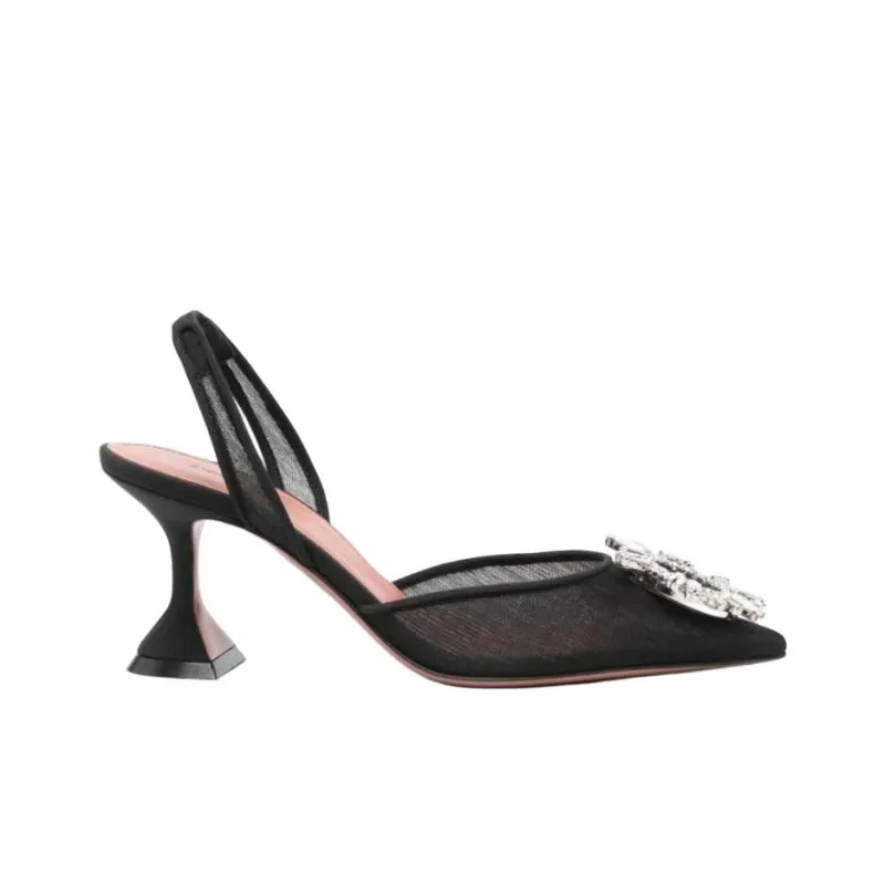 AMINA MUADDI 75mm Begum Glass Slingback Pumps-1