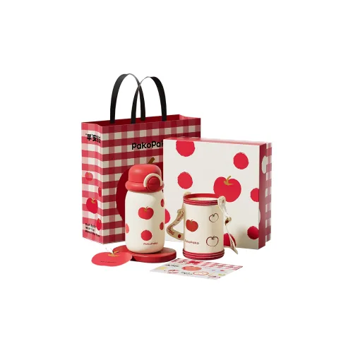 PAKOPAKO Insulated Cups 316 Stainless Steel Good Luck Apple Red White 600ml Large Capacity