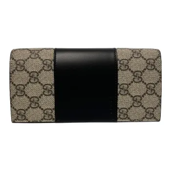 GUCCI GG Supreme Genuine Leather Wallet Men's Beige