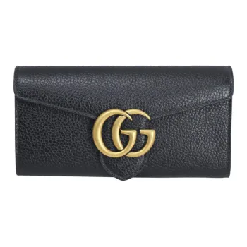 GUCCI GG Marmont Leather Wallet Unisex Black