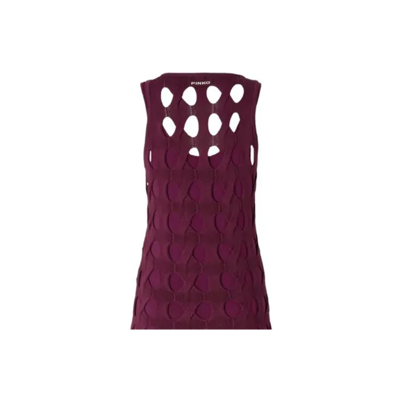PINKO SS25 Sleeveless Dress Women's Burgundy-2