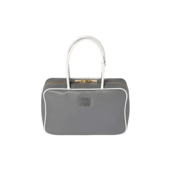 MIU MIU Beau Cow Leather One Shoulder Handbags Women's Marble Gray & White
