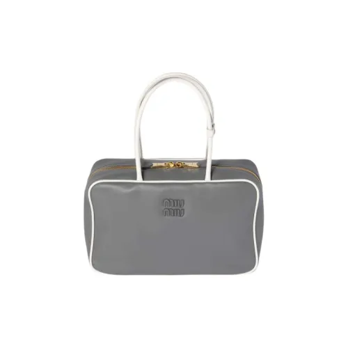 MIU MIU Beau Cow Leather One Shoulder Handbags Women's Marble Gray & White