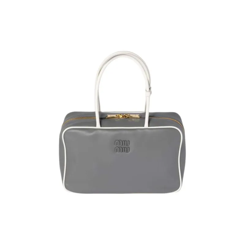 MIU MIU Beau Cow Leather One Shoulder Handbags Women's Marble Gray & White-0