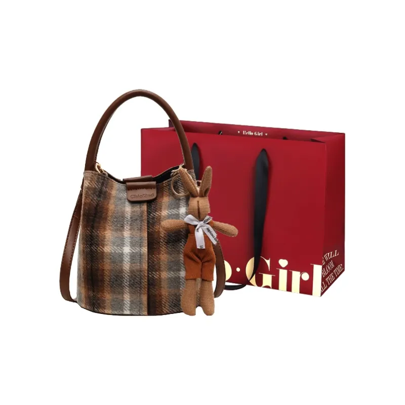GOX Woolen Shoulder Bag, Handbag Women's Gray/Burgundy/Green-0