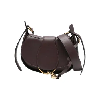 Chloe Calfskin Crossbody Bag, Shoulder Bag Small Size Women's Eggplant Purple
