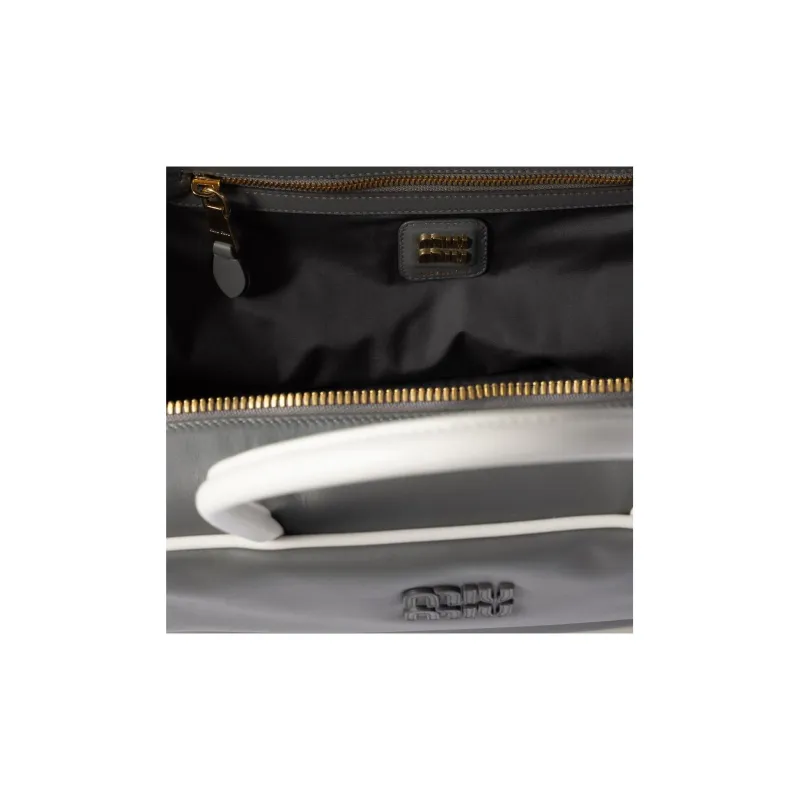 MIU MIU Beau Cow Leather One Shoulder Handbags Women's Marble Gray & White-3