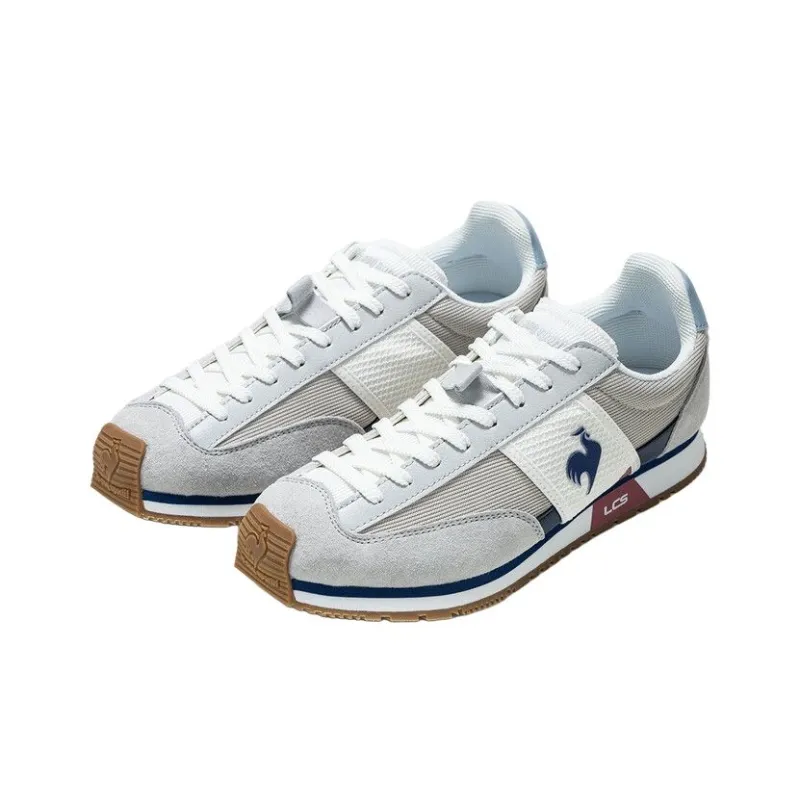 Le Coq Sportif Breathable And Slip Resistant Low Top Cycling Shoes Men's Gray White-1