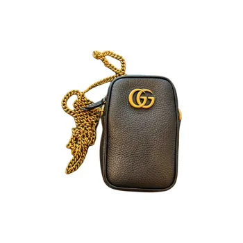 GUCCI Leather Crossbody One Shoulder Cell Phone Pouch Women's Black