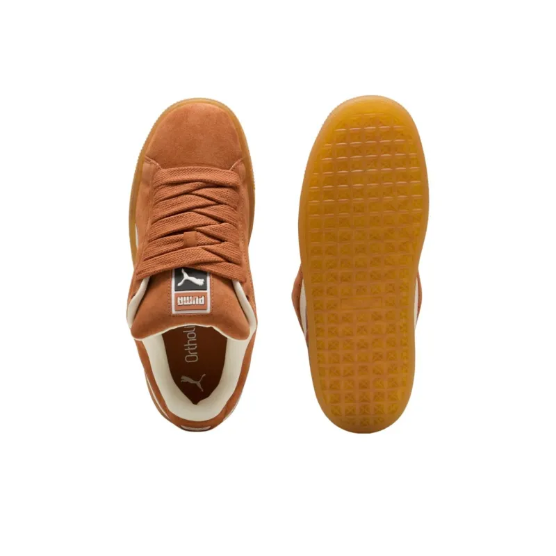 PUMA Suede XL Anti Slip Wear Resistant Low Top Skateboard Shoes Women's Brown White-3
