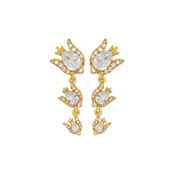 Oscar De La Renta Crystal Rose Drop Earrings