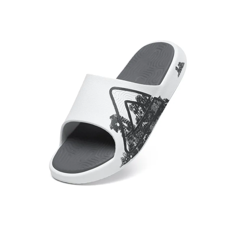 PEAK Extreme National Creativity Slip-Resistant Abrasion-Resistant Cushioning Slide Slippers Men's White Gray-3