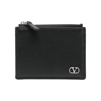 Valentino Leather Card Holder Men's Black
