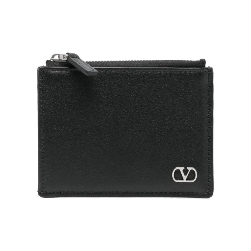 Valentino Leather Card Holder Men's Black-0