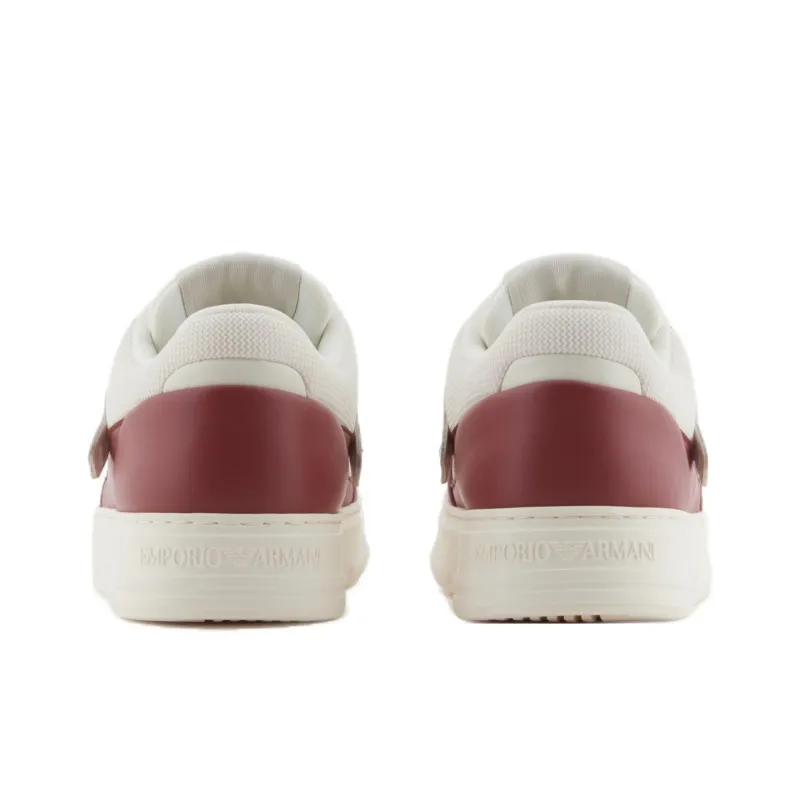 EMPORIO ARMANI Low Top Skateboard Shoes Men's White Red-4