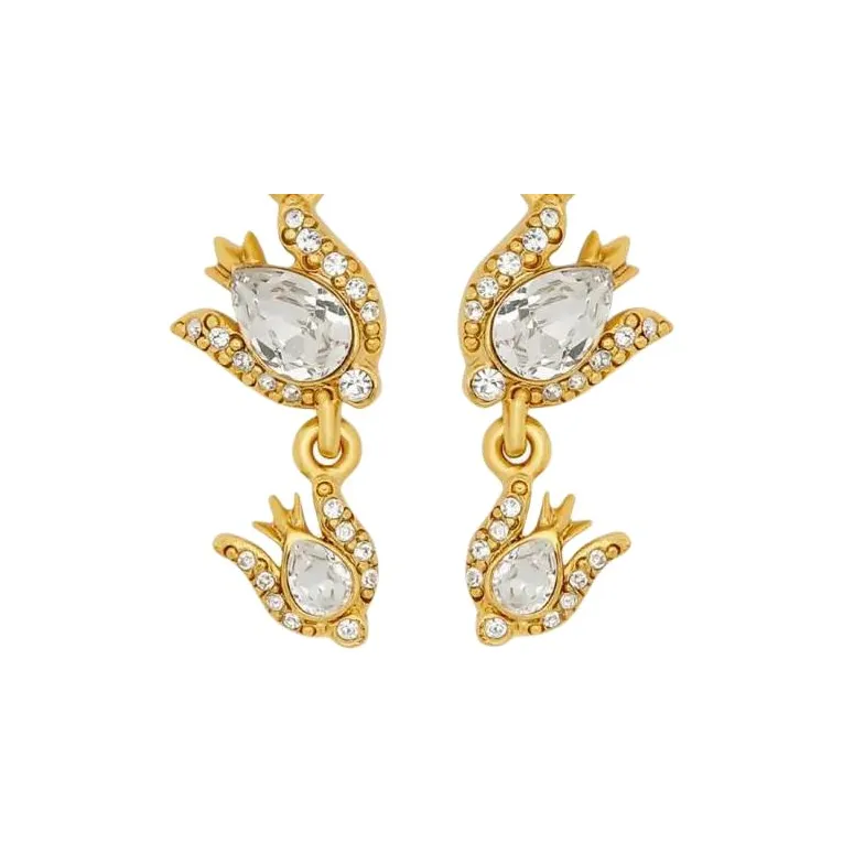 Oscar De La Renta Crystal Rose Drop Earrings-1