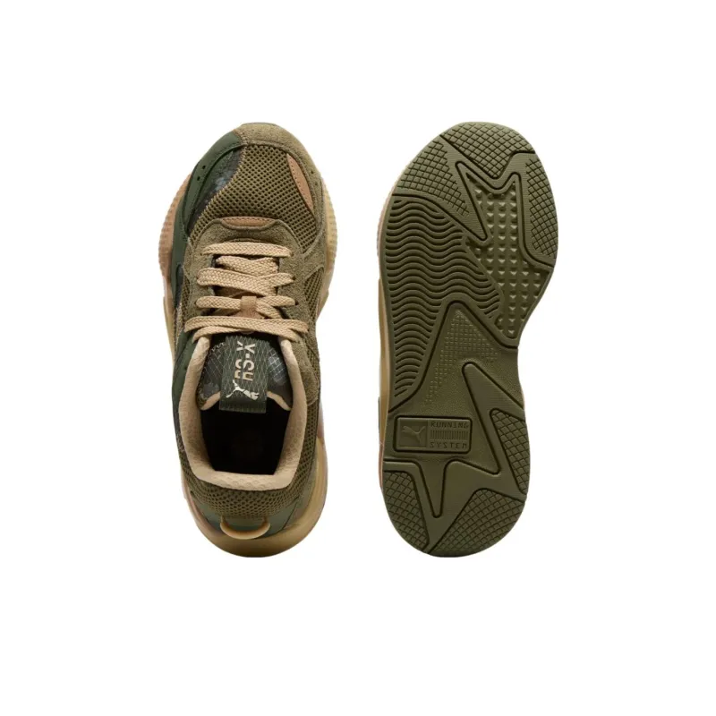 PUMA RS X Anti Slip Wear Resistant Low Top Casual Shoes Unisex Brown Green-3