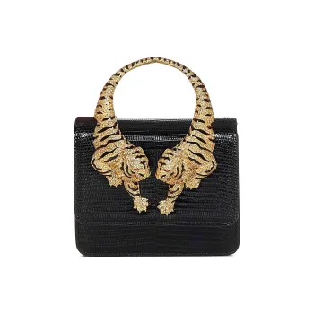 Roberto Cavalli Calfskin Shoulder Bag Crossbody Bag Handbag Women's Black