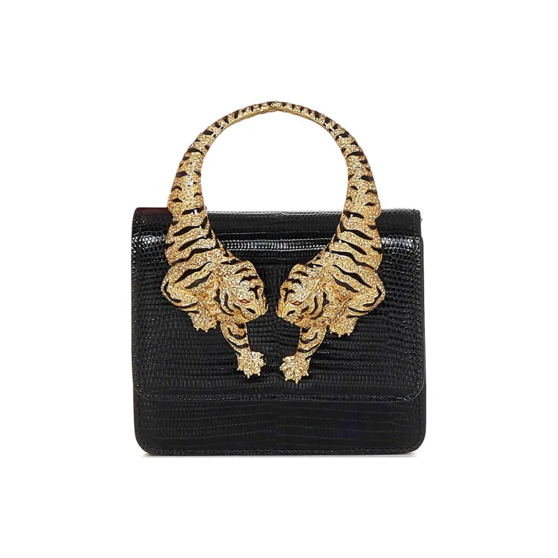Roberto Cavalli Calfskin Shoulder Bag Crossbody Bag Handbag Women's Black-0