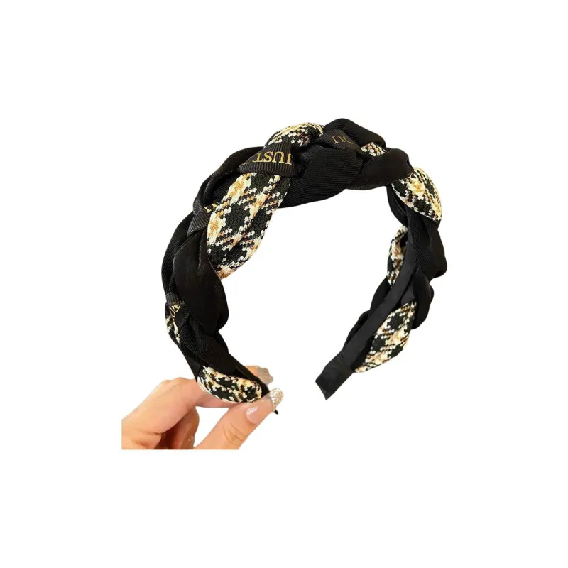 JINGLINGLONG Letter Twisted Headband For Washing Face Slip-Resistant Versatile Suitable For Women's With High Forehead-7