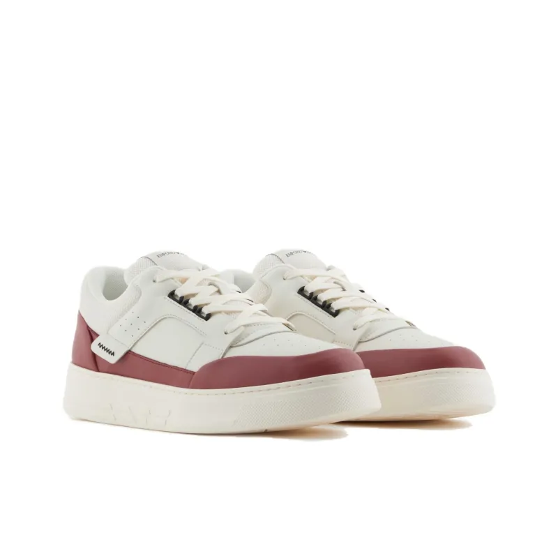 EMPORIO ARMANI Low Top Skateboard Shoes Men's White Red-2