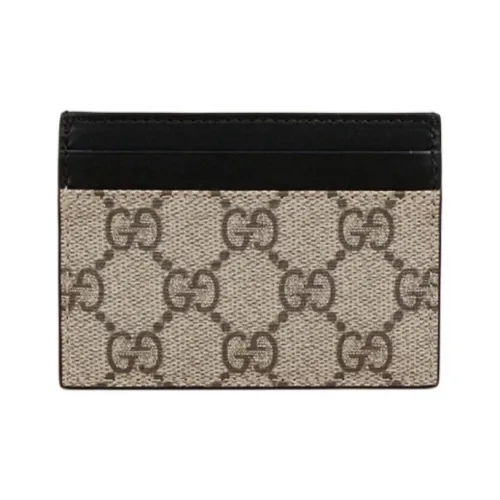 GUCCI Canvas Card Holder Women's Beige