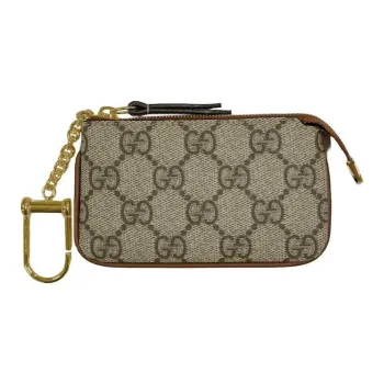 GUCCI GG Supreme Canvas Coin Purse Unisex Beige