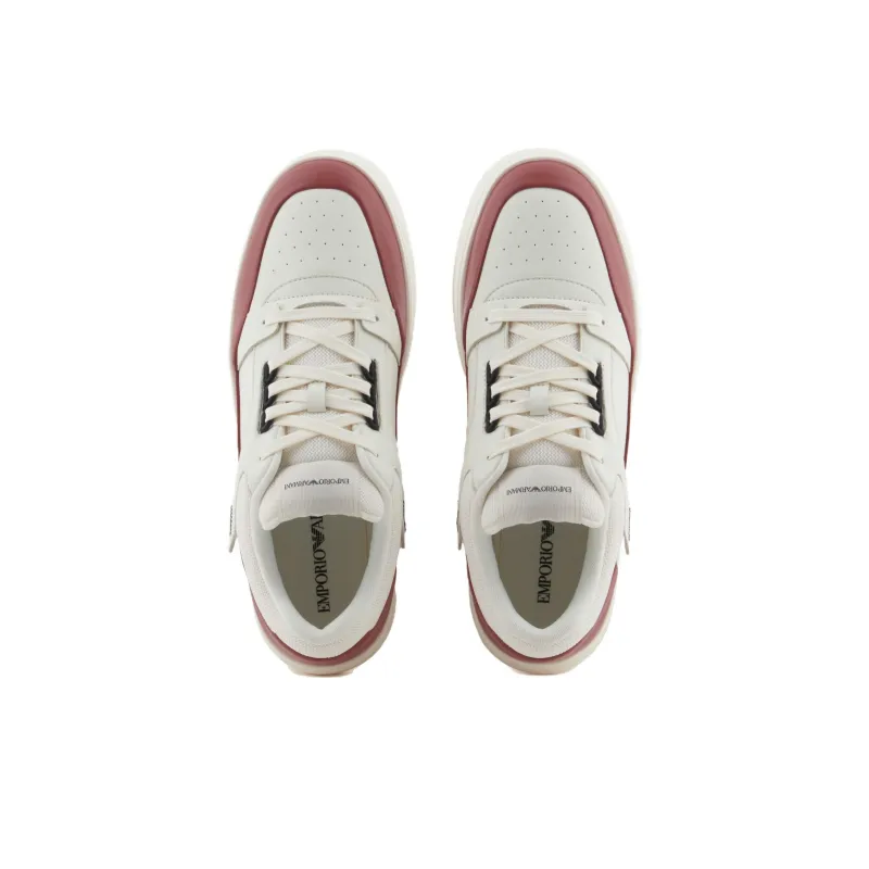 EMPORIO ARMANI Low Top Skateboard Shoes Men's White Red-3