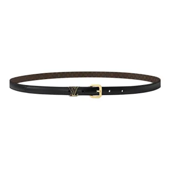 LOUIS VUITTON Coated Canvas Enamel Metal Parts Leather Leather Belts Women's Black Width 1.5CM