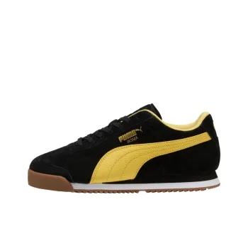 PUMA Roma Anti Slip Wear Resistant Low Top Casual Shoes Unisex Black Yellow