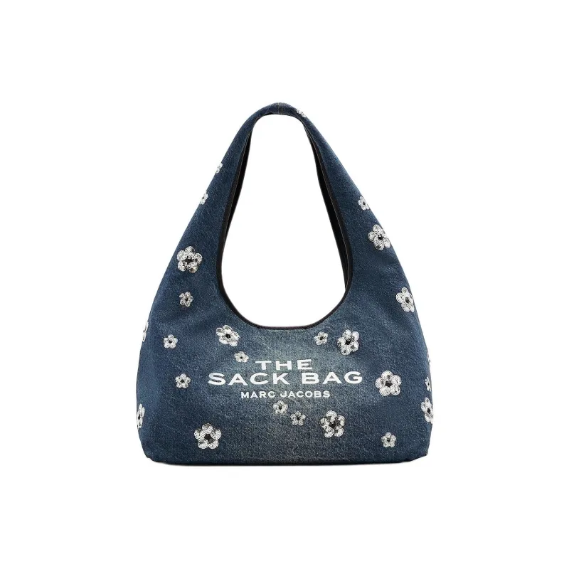 MARC JACOBS The Sequin Daisy Denim Sack Bag Vintage Indigo-0