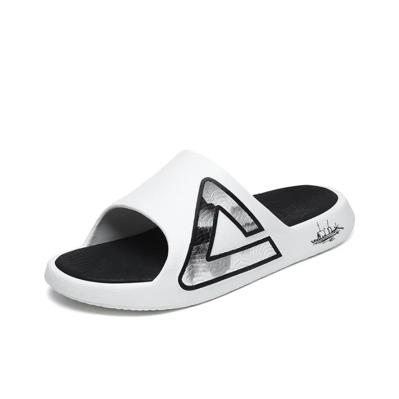 PEAK Extreme National Creativity Slip-Resistant Abrasion-Resistant Cushioning Slide Slippers Men's White Black-2