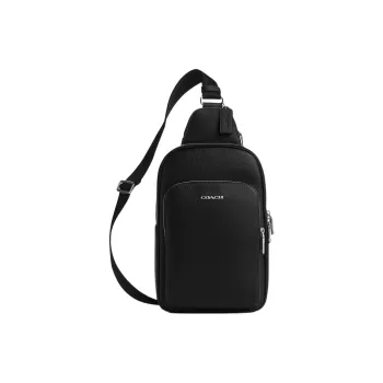 COACH ETHAN Pebble Leather Sling Bag Trumpets Men's Black