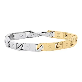 LOUIS VUITTON Metal Stainless Steel Bracelets Unisex Silver